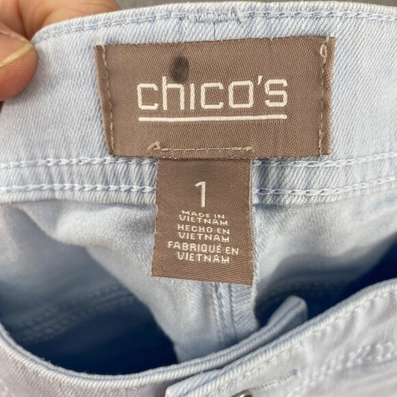 Chicos Jeans Womens 1 US 8 Light Blue Tapered Leg Stretch Denim Everyday Casual - Picture 5 of 12